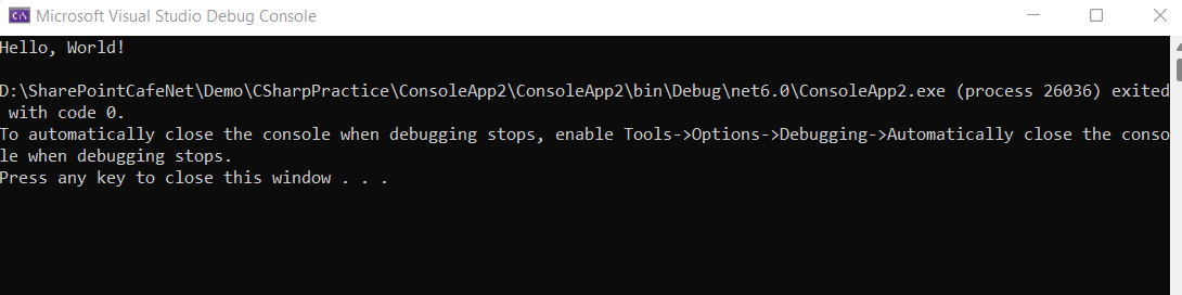 console app .net core visual studio 2022