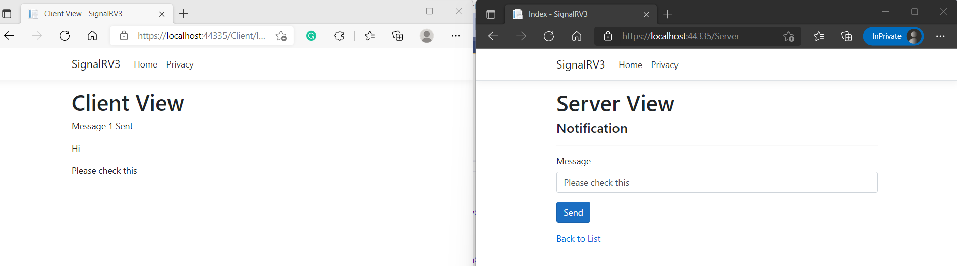 .net core signalr server console app