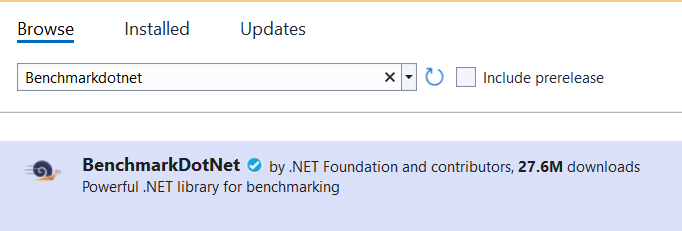 Benchmarkdotnet nuget package