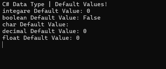 C# data type default value