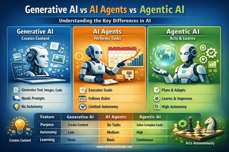 Generative AI vs AI Agents vs Agentic AI