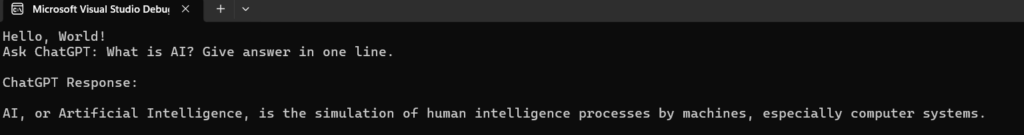 chat gpt api response output